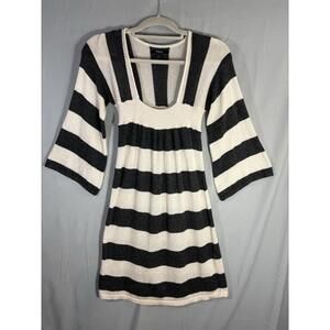 Y2K Bella Swan-Core Striped Wool Blend Knit Sweater Dress Empire Waist sz S READ